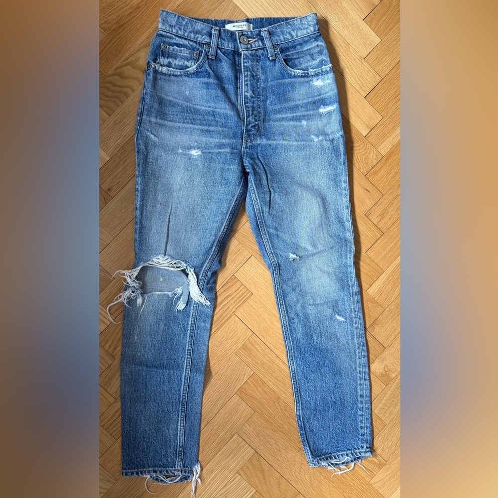 Distressed Moussy High-Rise Blue Denim Jeans